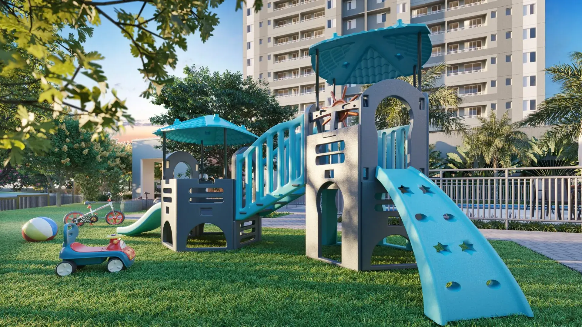 Playground do Cores da Mata Mangará, em Campinas