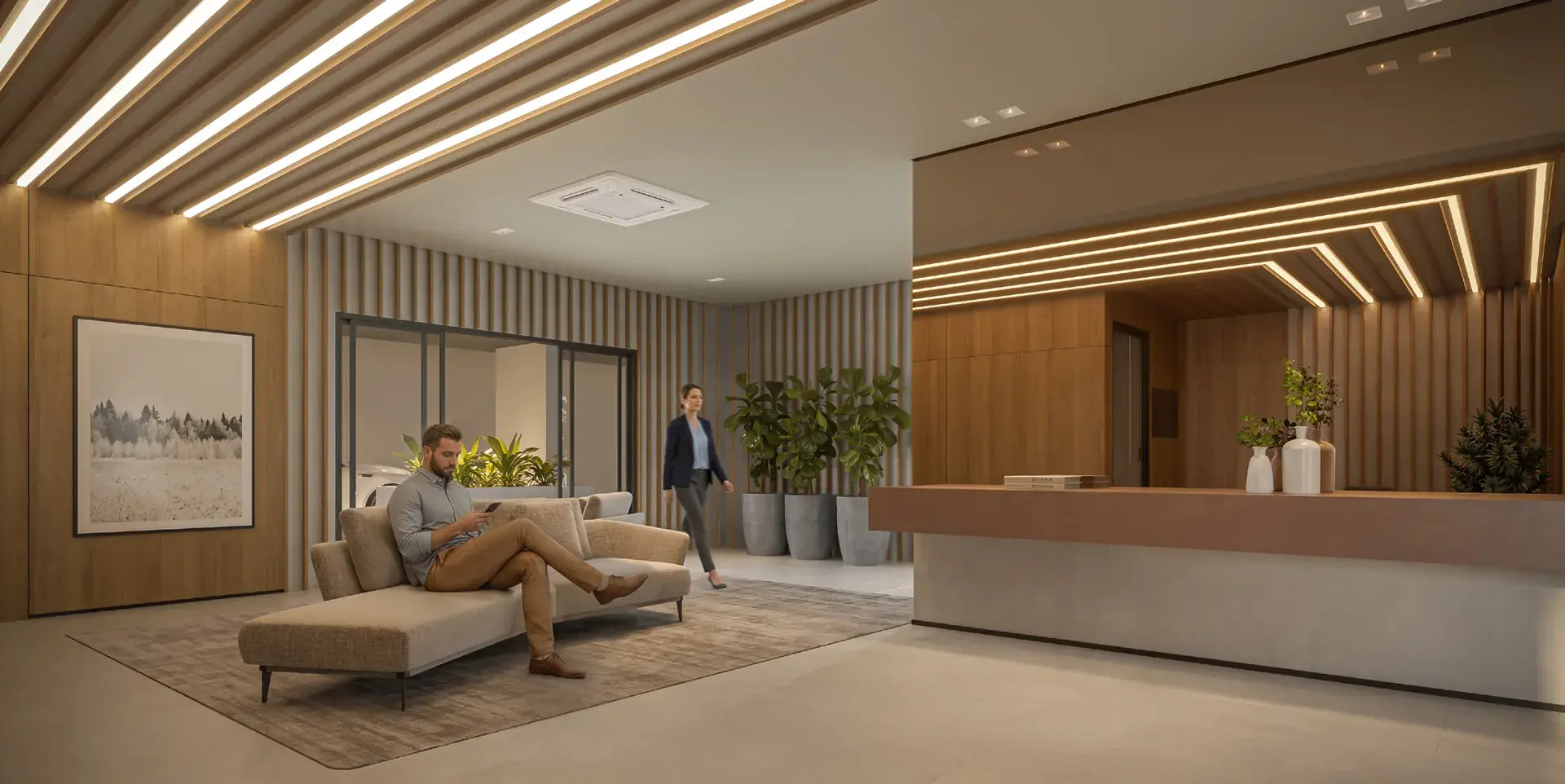 Lobby & Co-living do Hox Cambuí, em Campinas