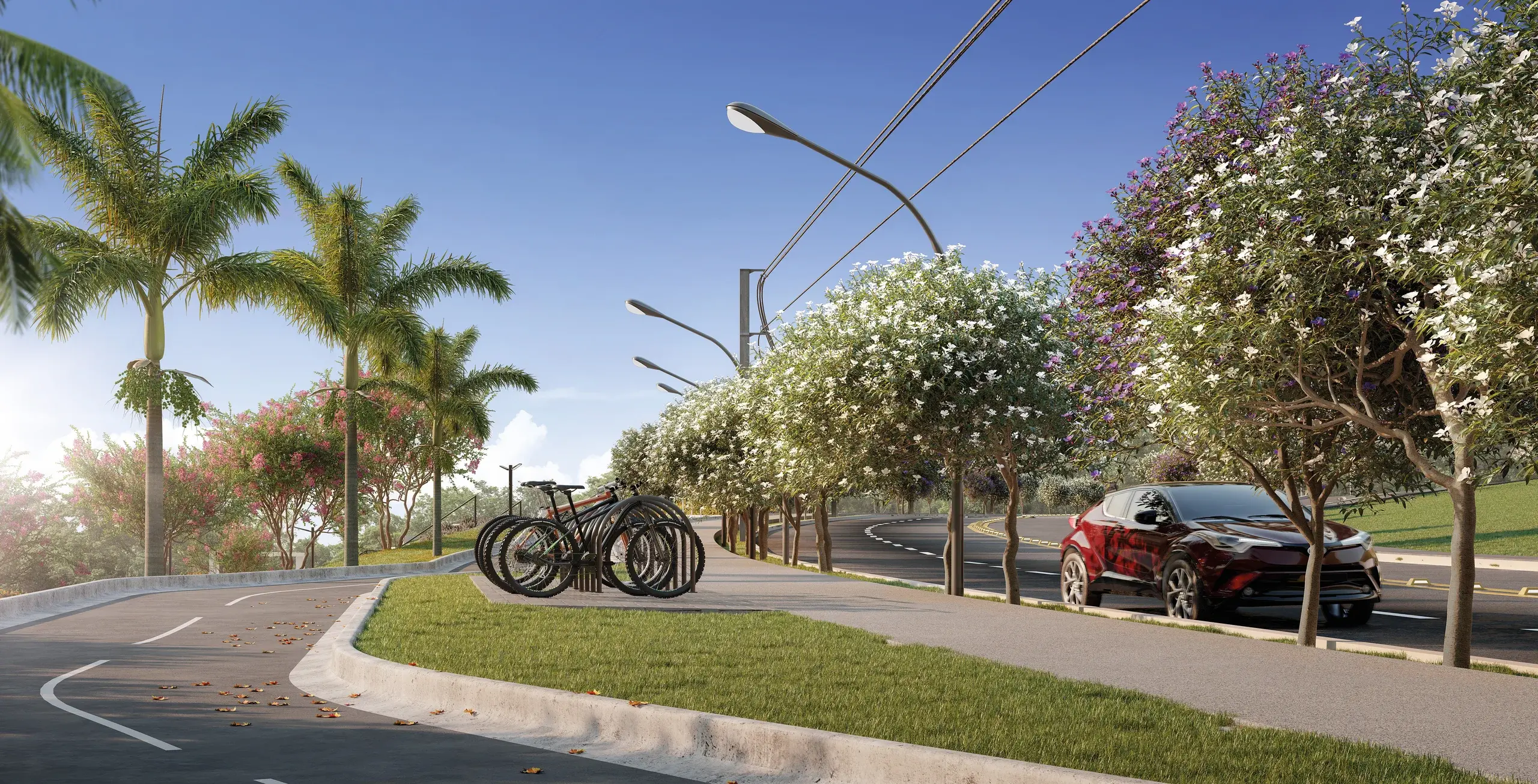 Pista de caminhada e ciclovia do Parque Alphaville Campinas, em Campinas