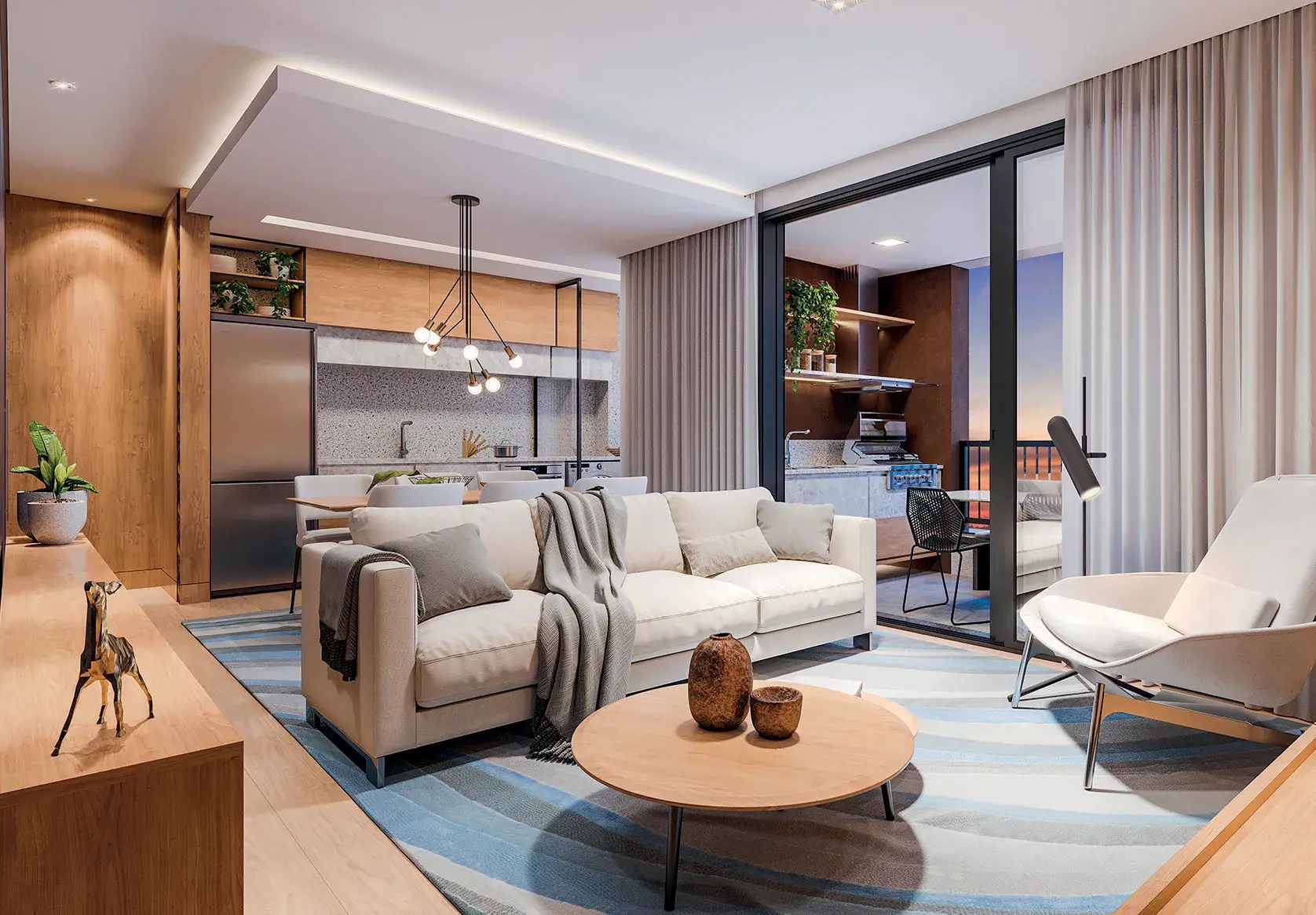 Living, 77,50 m² do WYN Residence Le Monde, em Campinas