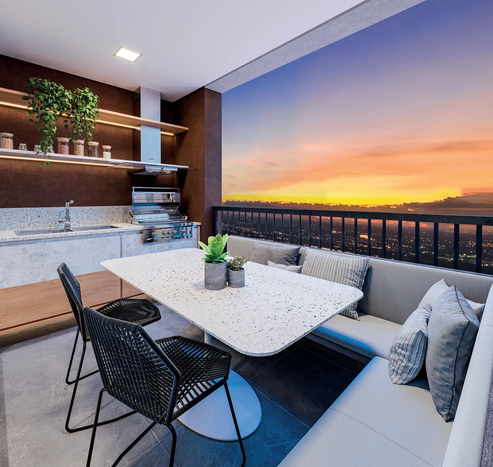 Varanda gourmet, 77,50 m² do WYN Residence Le Monde, em Campinas