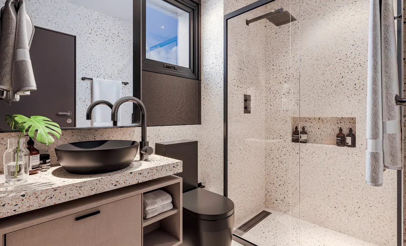 Banheiro, 94,70 m² do WYN Residence Le Monde, em Campinas