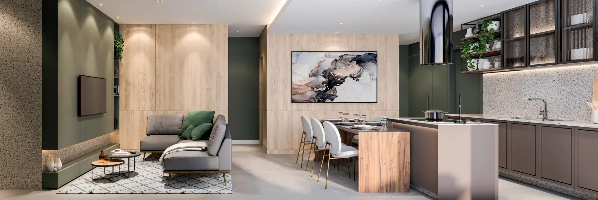 Living, 94,70 m² do WYN Residence Le Monde, em Campinas