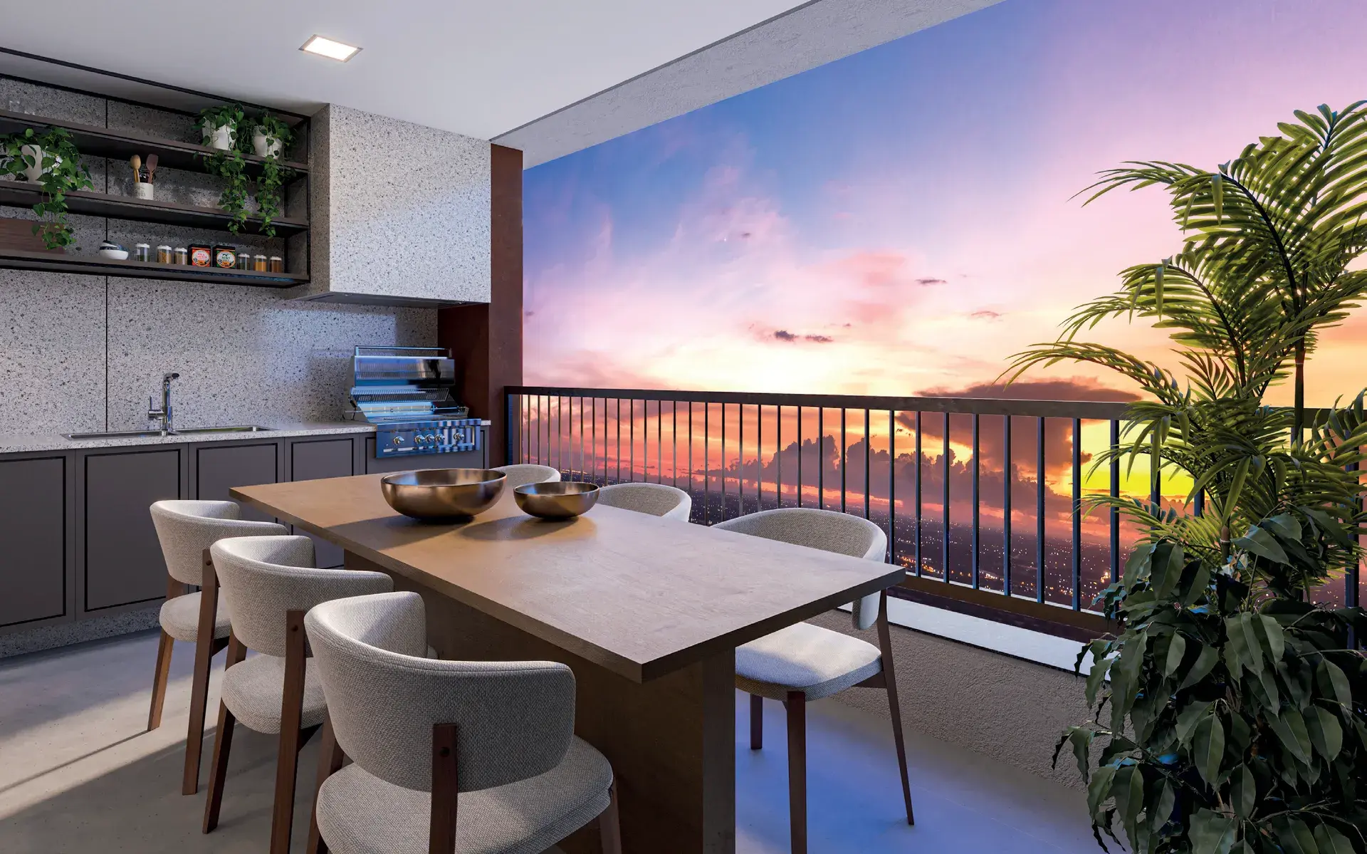 Varanda gourmet, 94,70 m² do WYN Residence Le Monde, em Campinas