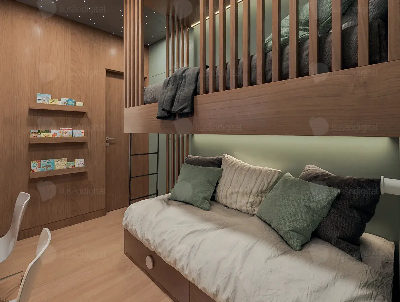 Dormitório, 94,70 m² opção do WYN Residence Le Monde, em Campinas