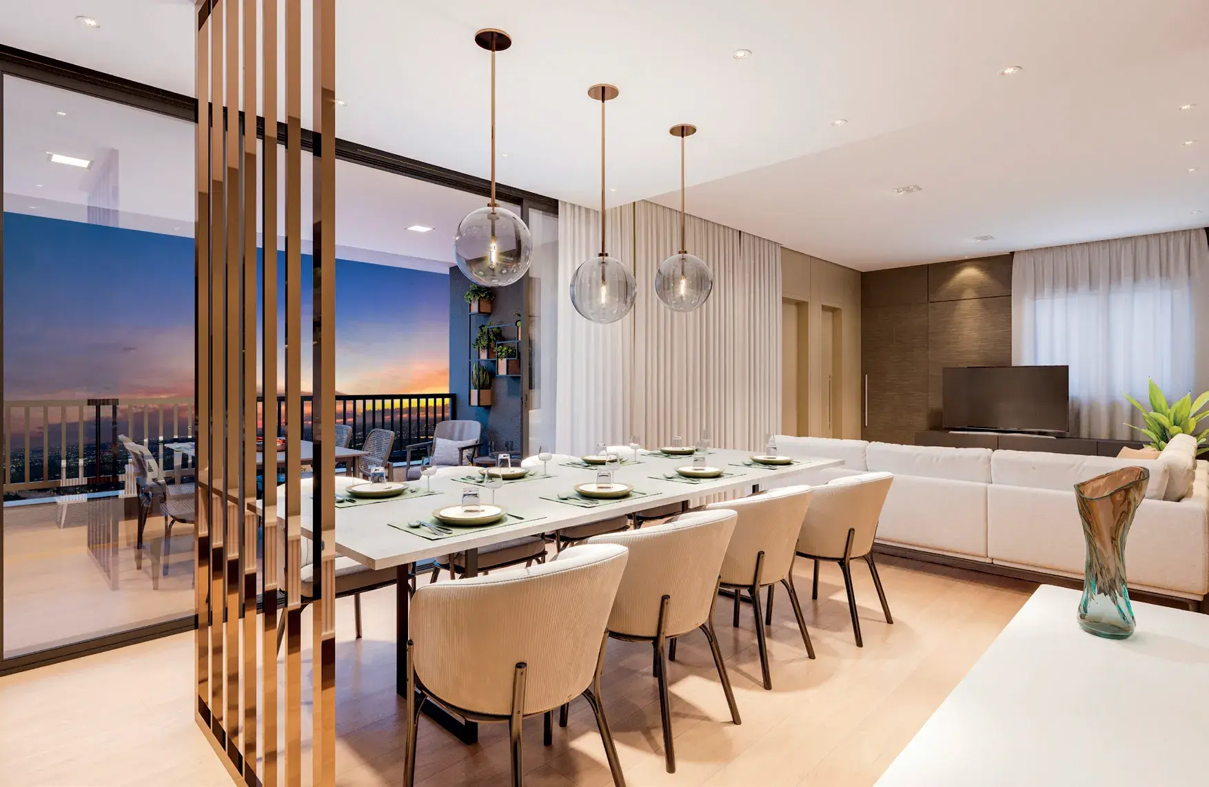 Living ampliado, 94,70 m² opção do WYN Residence Le Monde, em Campinas
