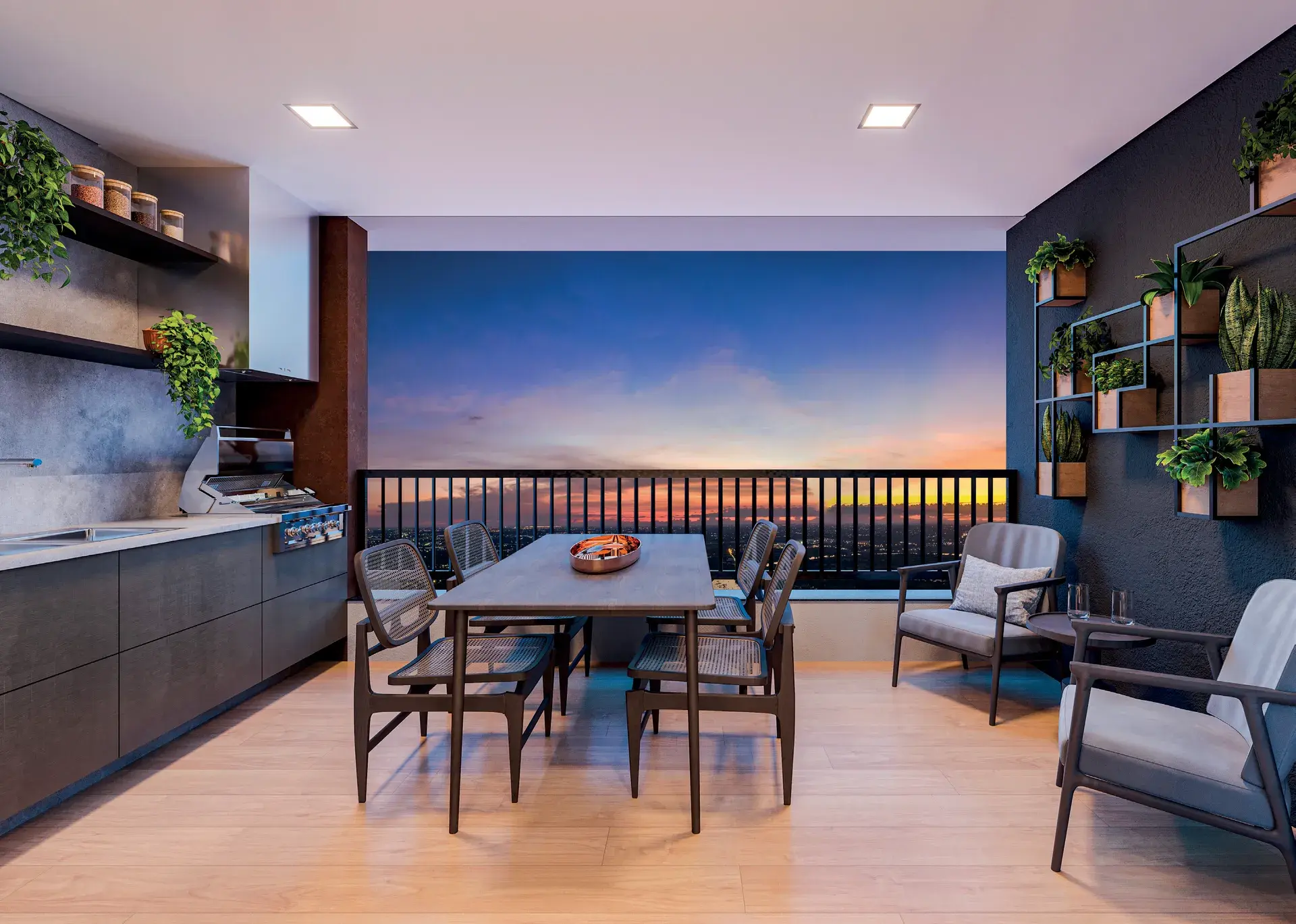 Varanda gourmet, 94,70 m² opção do WYN Residence Le Monde, em Campinas