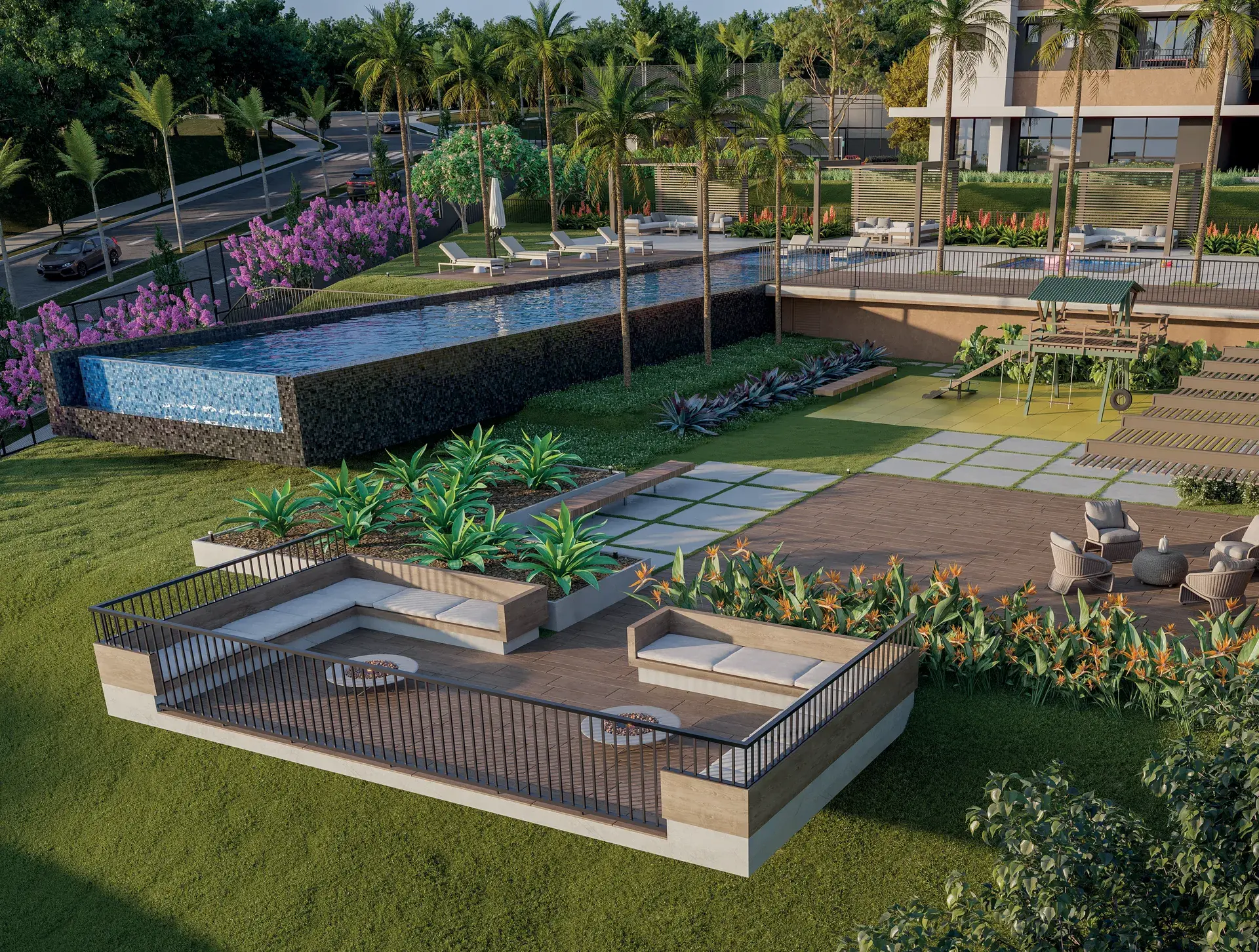 Área de lazer do WYN Residence Le Monde, em Campinas