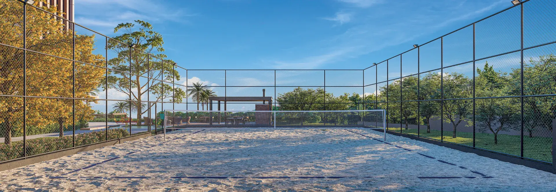 Quadra de Beach Tennis do WYN Residence Le Monde, em Campinas