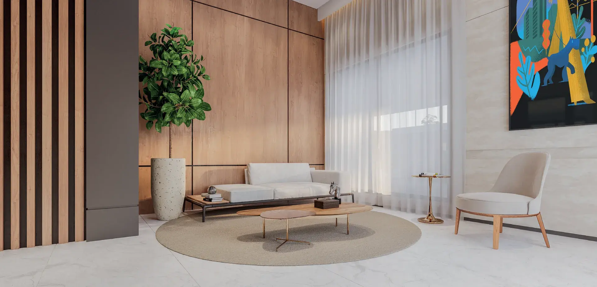 Lobby do WYN Residence Le Monde, em Campinas