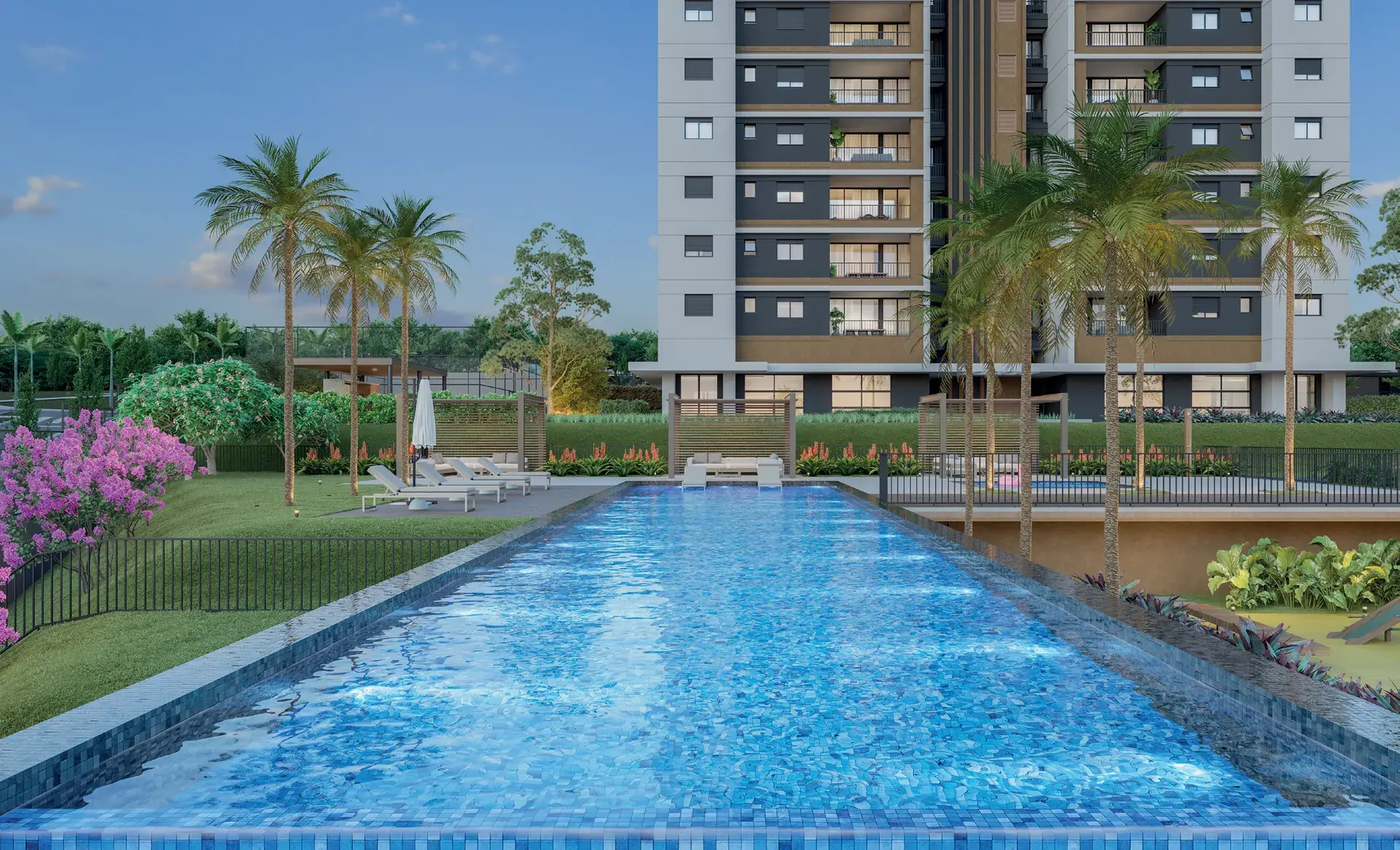 Piscina com borda infinita do WYN Residence Le Monde, em Campinas